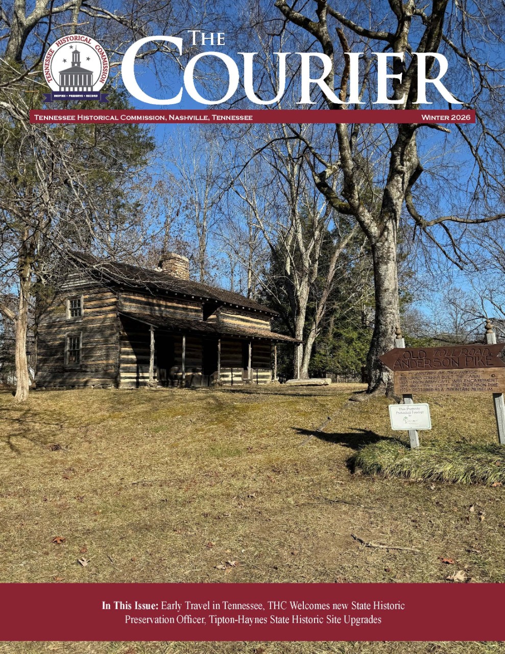 Image of the cover of the Winter 2026 issue of the Courier, the toll house in Signal Mountain, TN