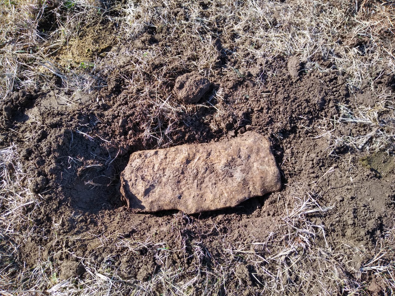 One of the shaped stone markers discovered