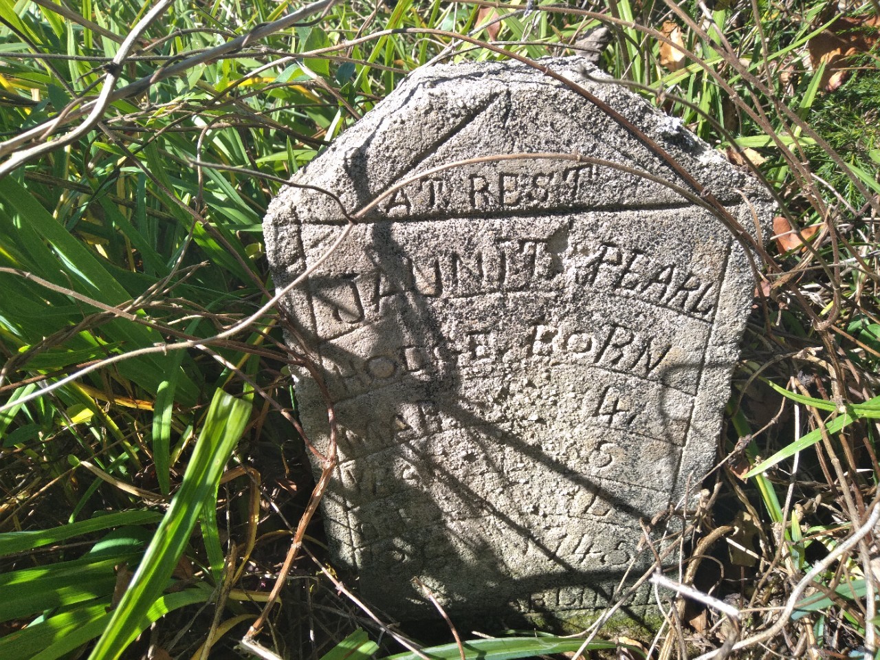 Image of Headstone Marker for Juanita Pearl Hodge - Roberts Cemetery, Carter County in a grassy field