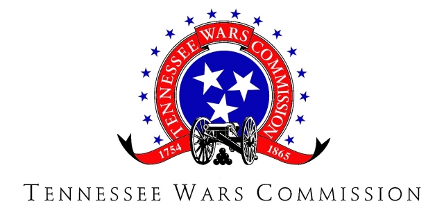 Tennessee Wars Commission logo, includes a cannon and the Tennessee tri star