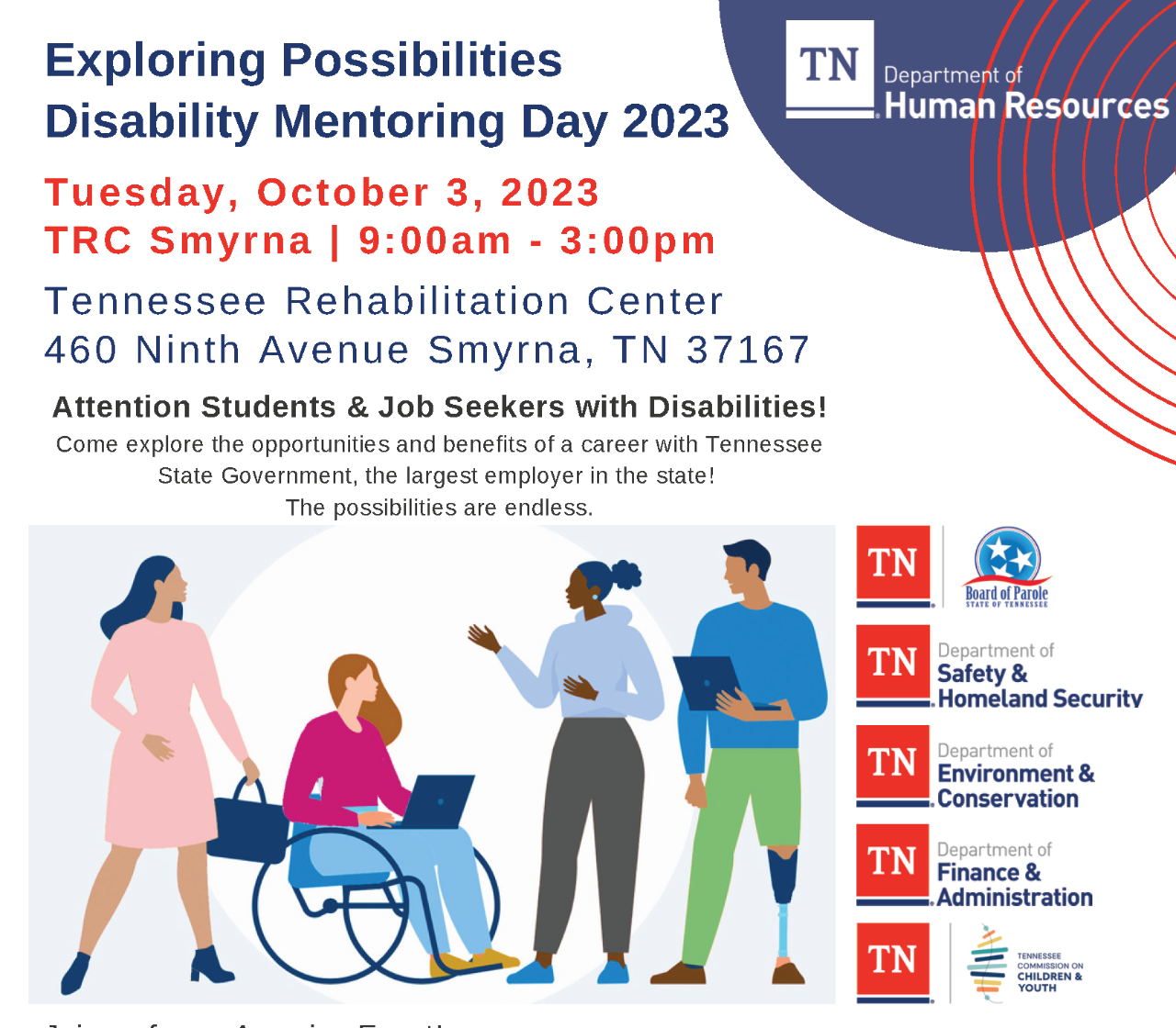 Text: Disability Mentoring Day with graphic of people talking