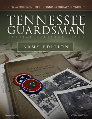 Image of magazine cover showing Tennessee Air National Guard Patches and old newspaper clips of the Tennessee Air National Guard
