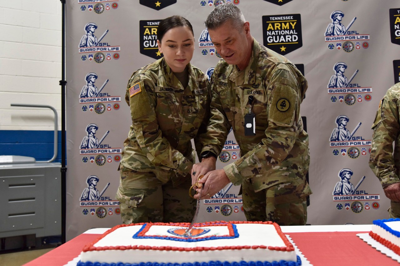 Pfc. Lindsey Jackson with the 301st Troop Command represented the most junior member of the Tennessee National Guard along with Maj. Gen. Jeff Holmes, Tennessee’s Adjutant General