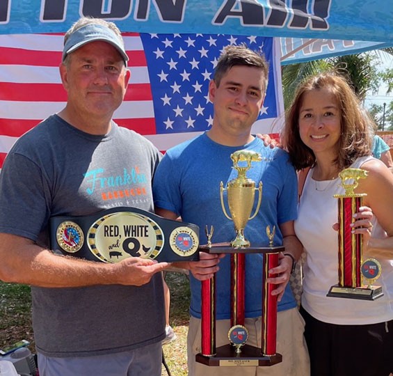 Col. Bradley Ball, Staff Sgt. Christian Ball, and Lori Ball following a BBQ competition in Panama City, Florida. (Photo provided by Col. Bradley Ball)