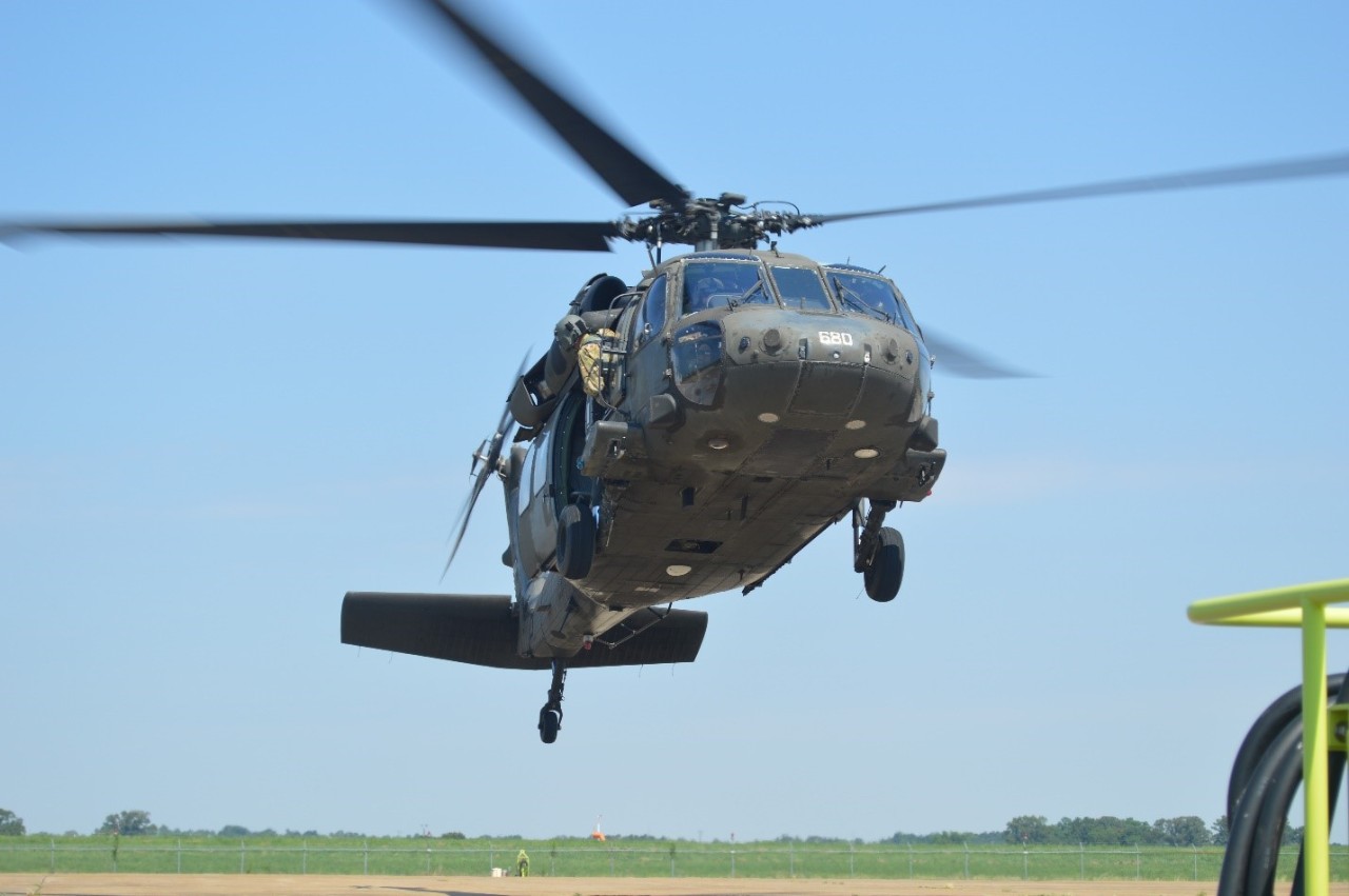 A Tennessee Army National Guard UH-60 Blackhawk assigned to the 1/230th Assault Helicopter Battalion in Jackson prepares to take flight on June 18, 2021. The 1/230th soldiers transported employers from various companies to Milan’s Volunteer Training Site during an Employer Support of the Guard and Reserve Boss Lift. (Photo by Sgt. Finis L. Dailey, III)