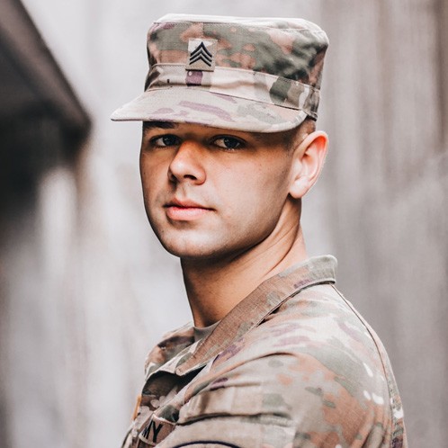 Staff Sgt. William Lukens, an infantryman with the Tennessee National Guard’s 278th Armored Cavalry Regiment, poses for a photograph in the fall of 2021 when he was a Sergeant and competing in the Army National Guard Best Warrior Competition. (photo courtesy of the Tennessee National Guard)