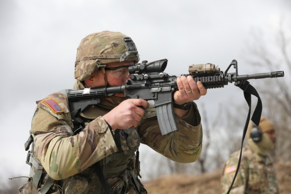 Sgt. Zachary Kleinfelder, a member of the 278th Armored Cavalry Regiment, competes in the Tennessee National Guard’s Best Warrior competition from Feb. 22-27. Kleinfelder was selected as Tennessee’s 2022 Noncommissioned Officer of the Year. (Photo by Sgt. Finis Dailey)