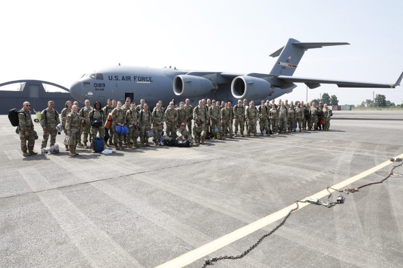 Soldiers and Airmen from the Tennessee National Guard at Berry Field Air National Guard Base, July 10, prepare to fly to Bulgaria to begin Thracian Sentry 2023.