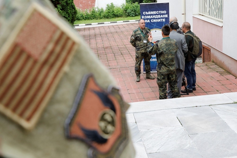 Col. Hristo Hristov of the Ministry of Defense’s Joint Force Command conducts and interview with a local media outlet on June 14, outside Sofia, Bulgaria. (photo by Lt. Col. Marlin Malone) 