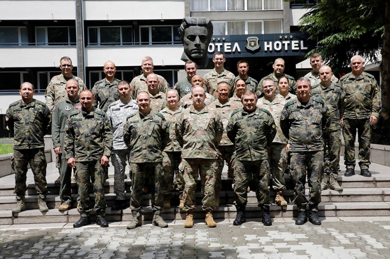 Members of the Tennessee National Guard and Joint Force Command of the Bulgarian Military pose for a photo on June 14, outside Sofia, Bulgaria. (photo by Lt. Col. Marlin Malone) 