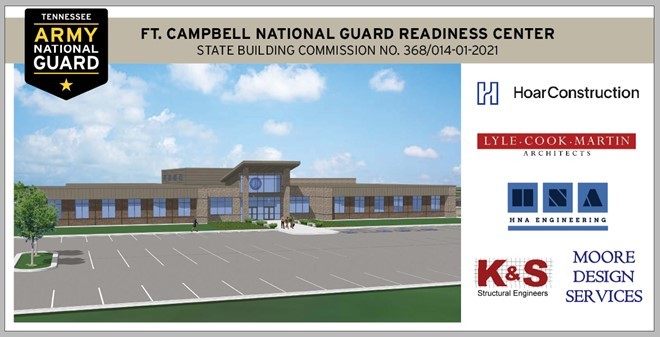 The Tennessee Military Department hosted a groundbreaking ceremony for a new National Guard Readiness Center at Fort Campbell on October 22, at 9 a.m. The ceremony took place at the Tennessee National Guard Unit Training and Equipment Site, Building 6090, near the intersection of Market Garden and Angels Road. (Photo Illustration by Tennessee National Guard) An artist rendering of the new National Guard Readiness Center at Fort Campbell. (Photo Illustration by Tennessee National Guard)