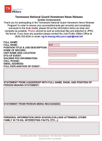 A thumbnail image of the HNR Submission Form - A form to fill out to send to the Public Affairs Office in order to celebrate their accomplishments of Solders and Airmen. 