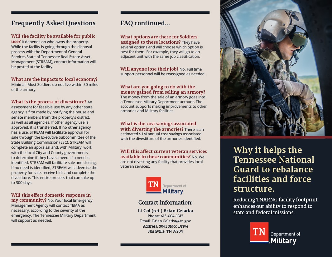 Thumbnail image of the front page of Armory Rebalance Initiative tri-fold -  Click on this image for an accessible version of this brochure
