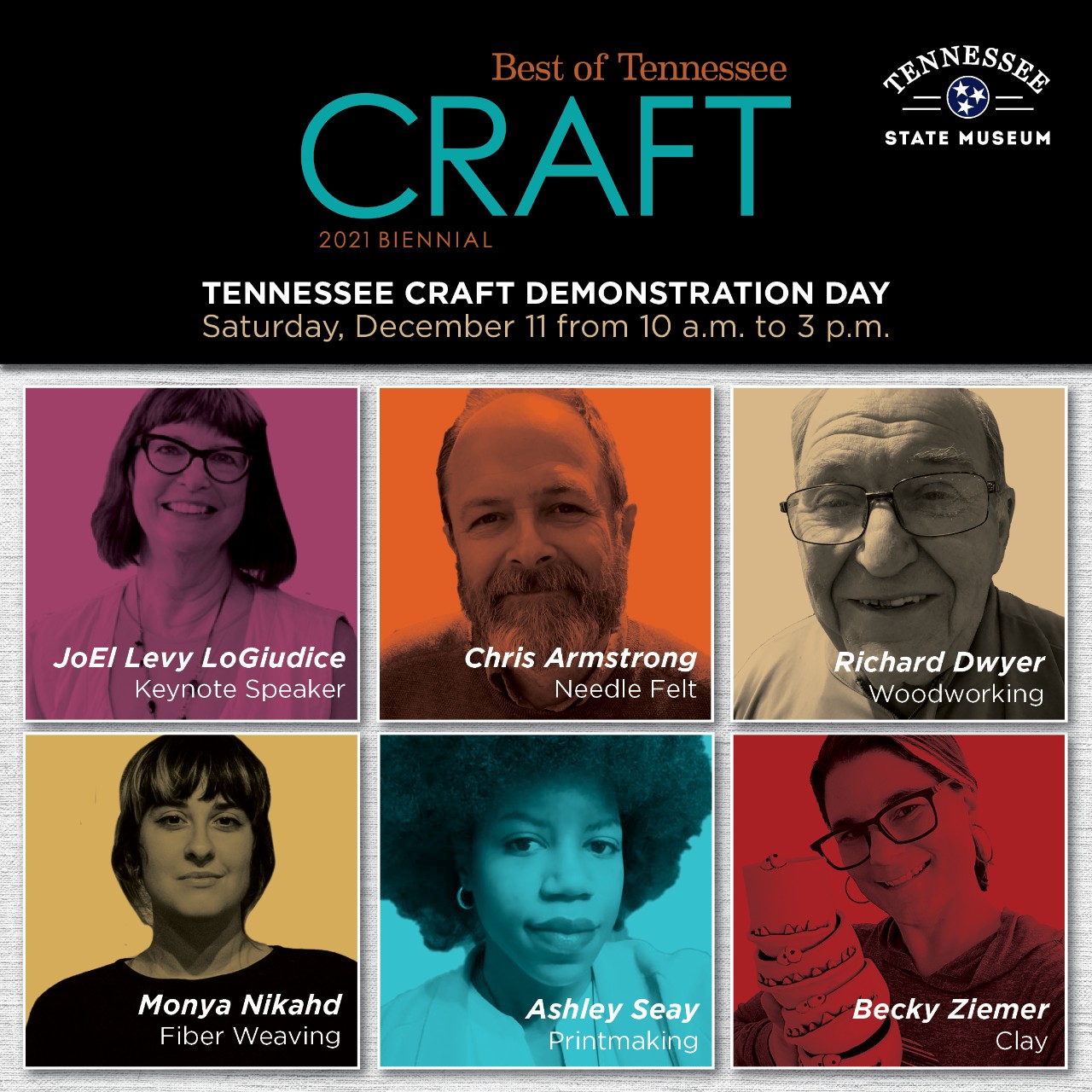 Tennessee Craft Demo Day Artists Graphic