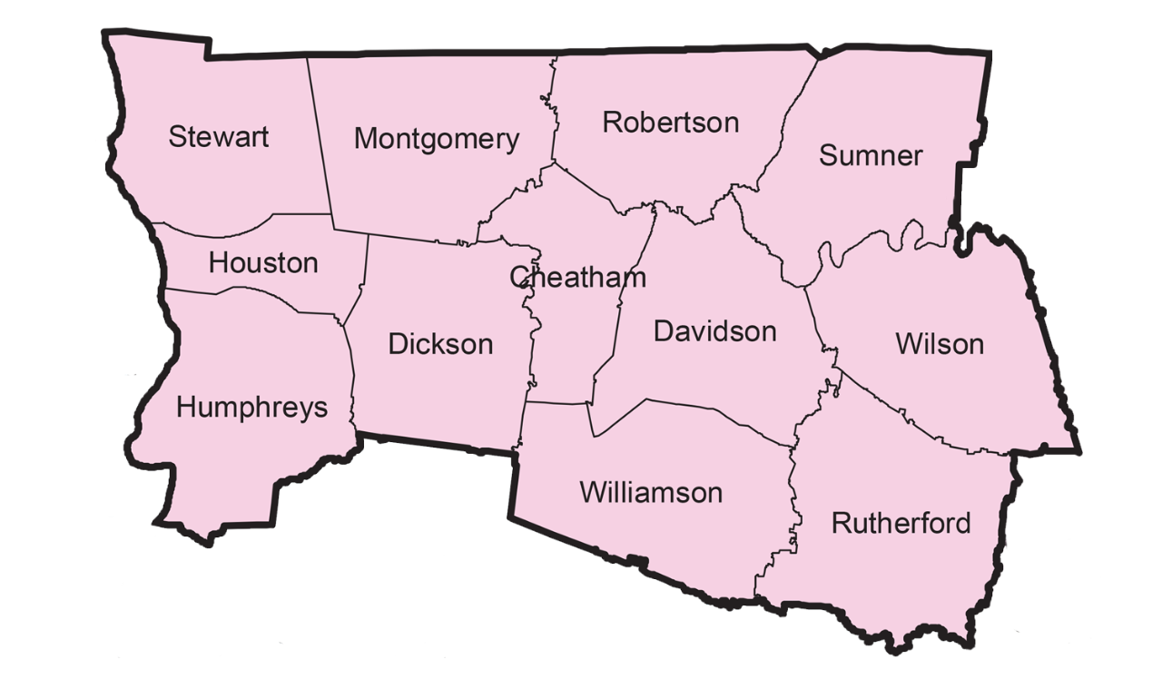 Map of District Three Counties