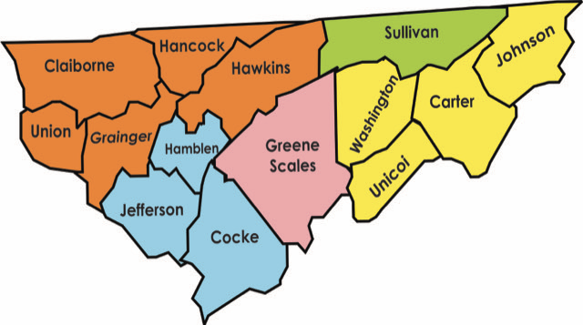 Map of District Five Counties