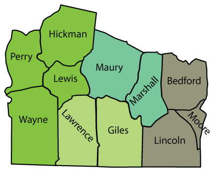Map of District Seven Counties