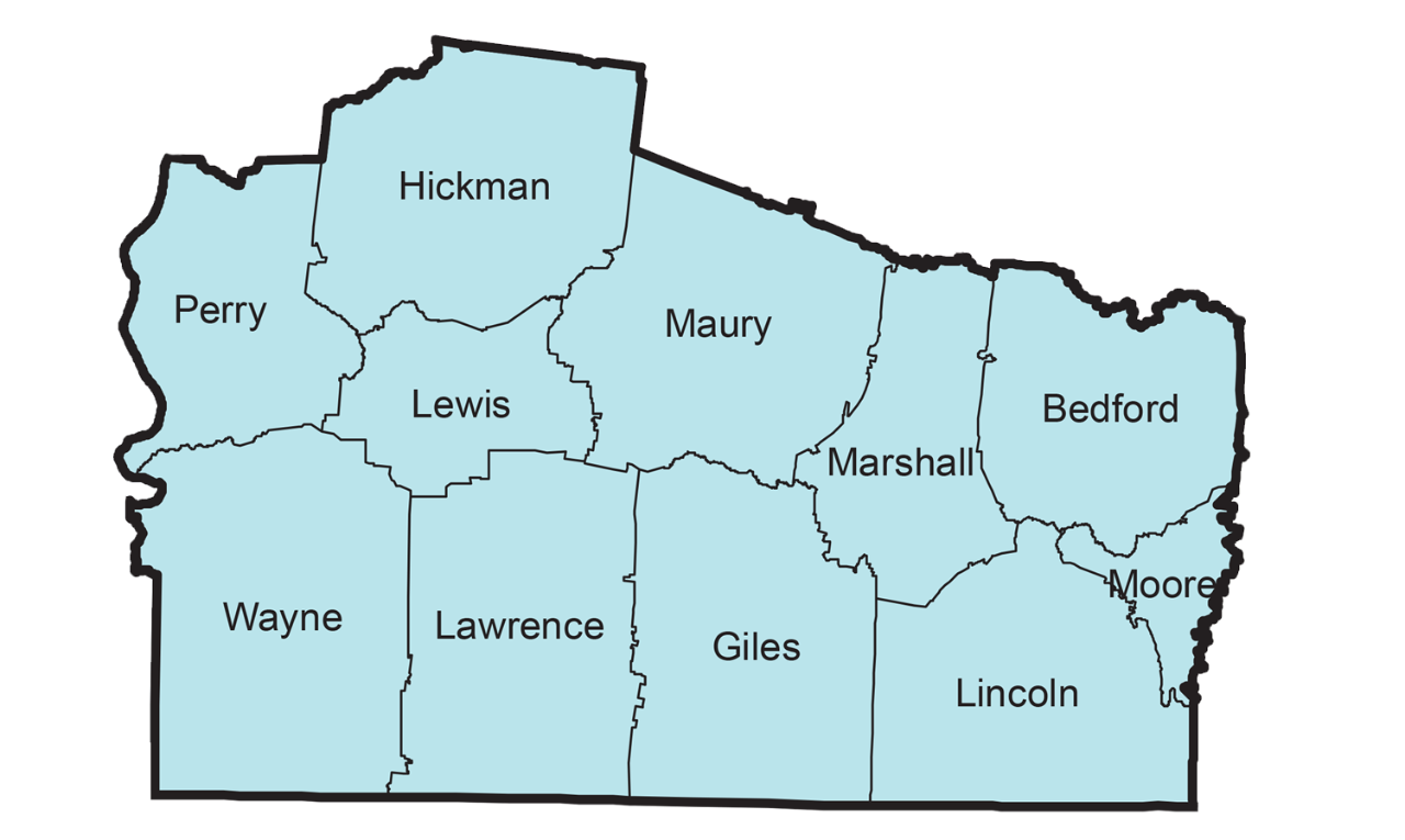 Map of District Seven Counties Map of District Seven Counties