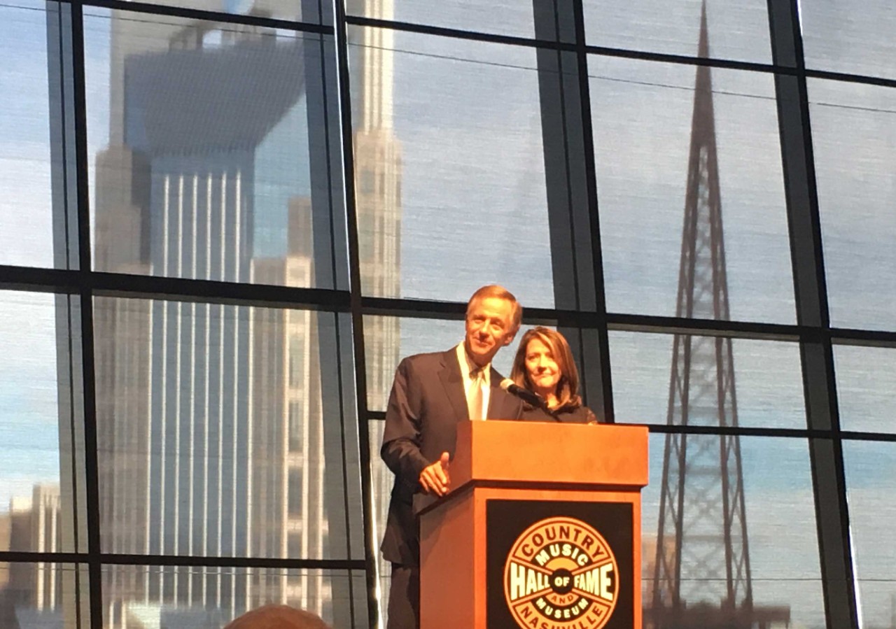 BSB-Summit-Haslams Former Gov and First Lady Haslam standing behind a podium during a Building Strong Brains Summit in 2018