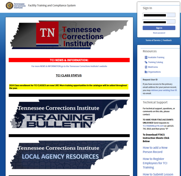 Link to Correctional Facilities Private Training Portal