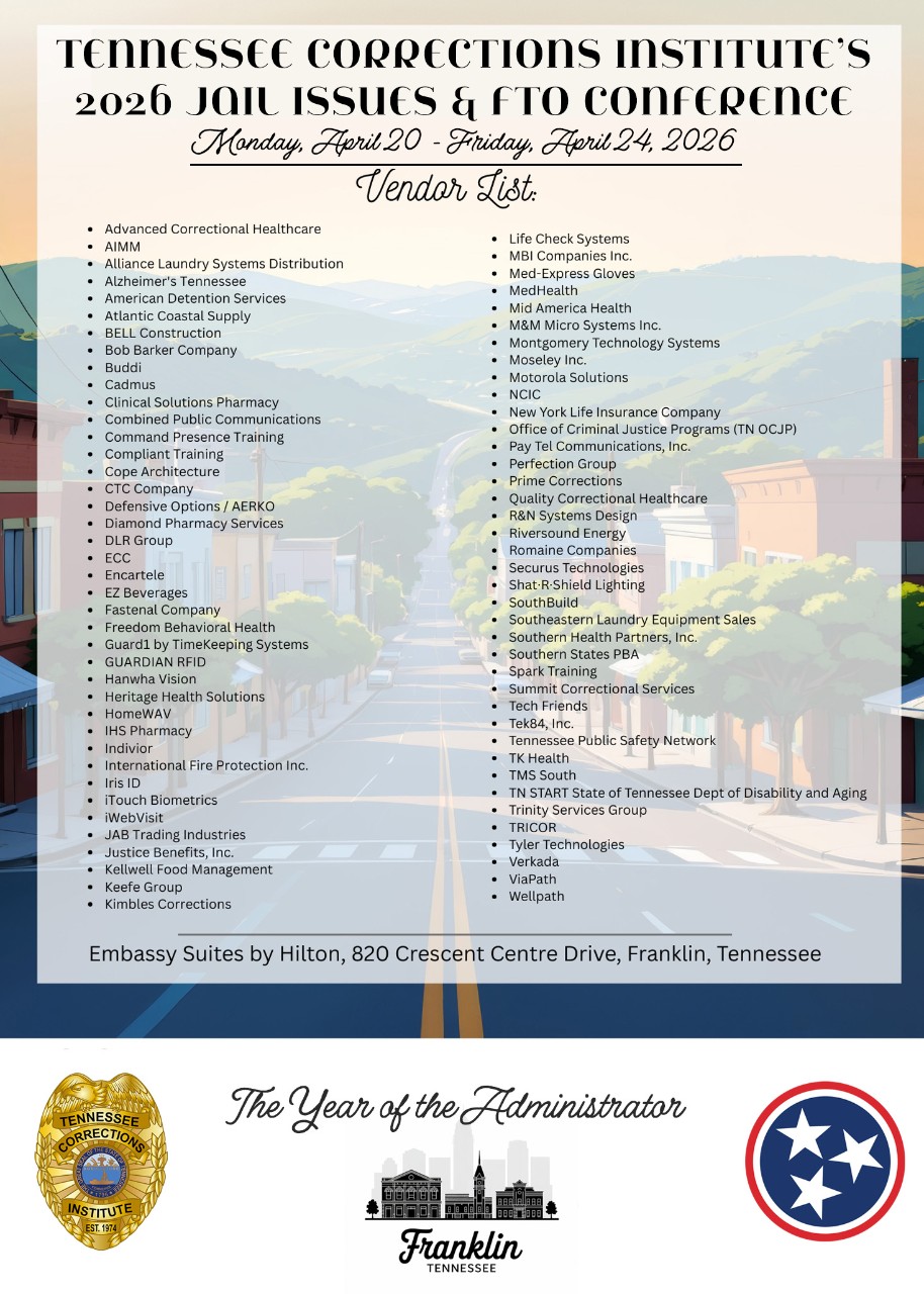 2026 Vendor List TCI Jail Issues & FTO conference