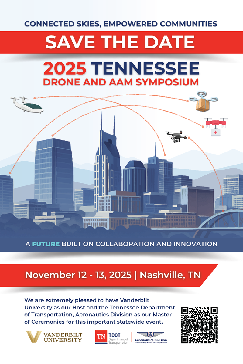 2025 Tennessee Drone and AAM Symposium Brochure/image of 2025 Tennessee Drone and AAM Symposium, November 12 and 13 at Loews Nashville Hotel Vanderbilt Plaza.