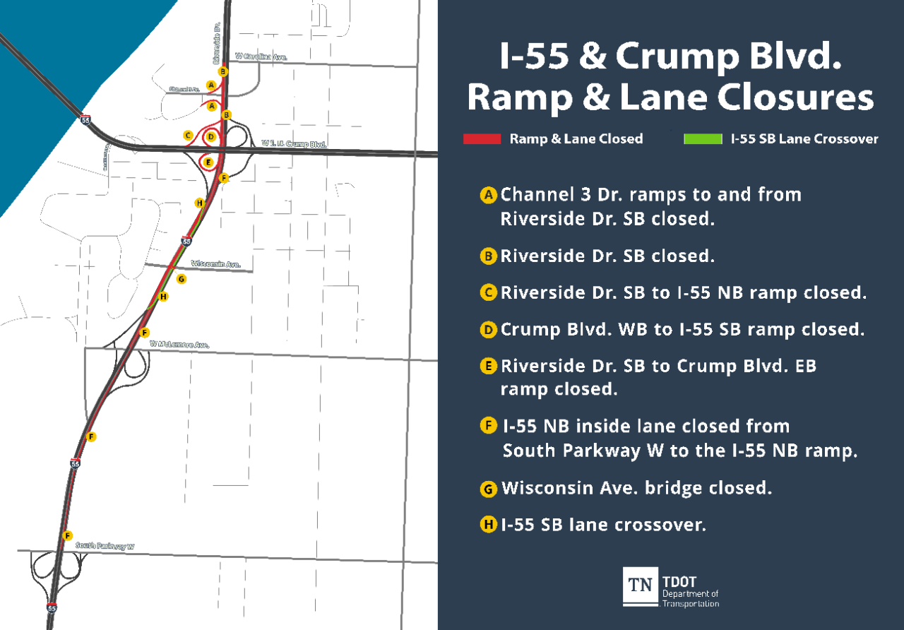 I-55 and Crump Lane Closures_PHASE 2_MAIN MAP