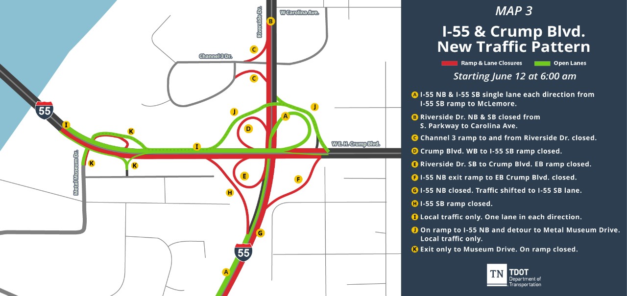 I-55 & Crump Blvd. New Traffic Pattern - MAP 3
