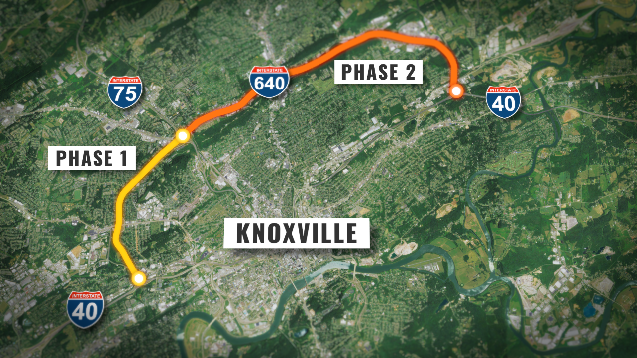 Map of Phase 1 & 2 for I-640 Reconstruction