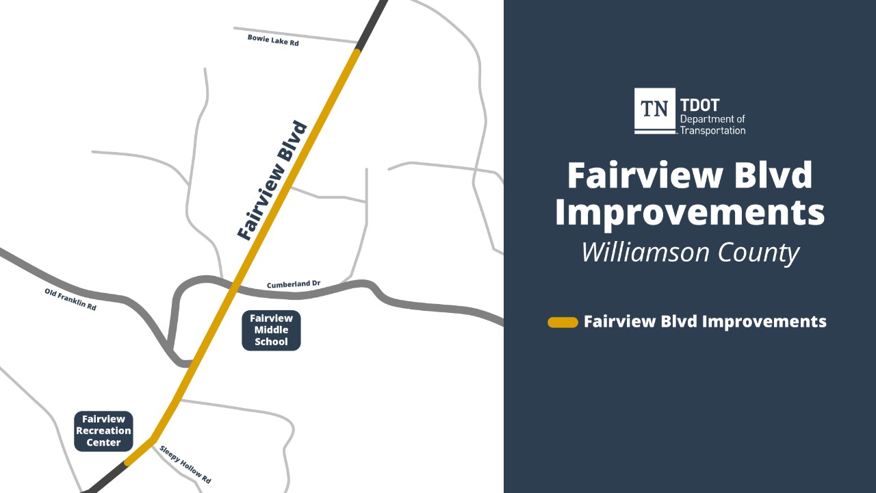 Map showing terminus of TDOT's SR 100 (Fairview Boulevard) improvements project