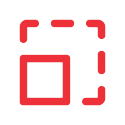 Red icon illustration of a box growing bigger