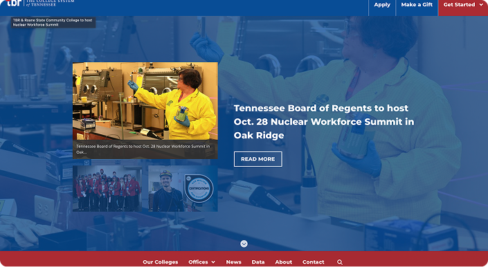 Screenshot of TBR website home page