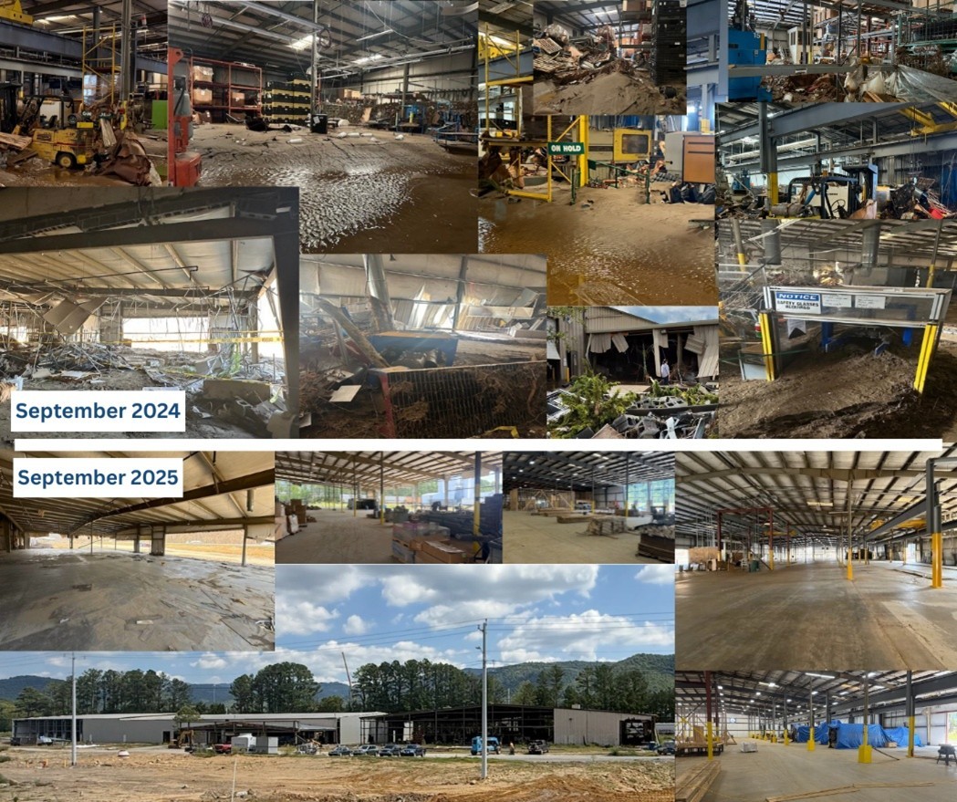 Photo comparing before and after reconstruction at Impact Plastics