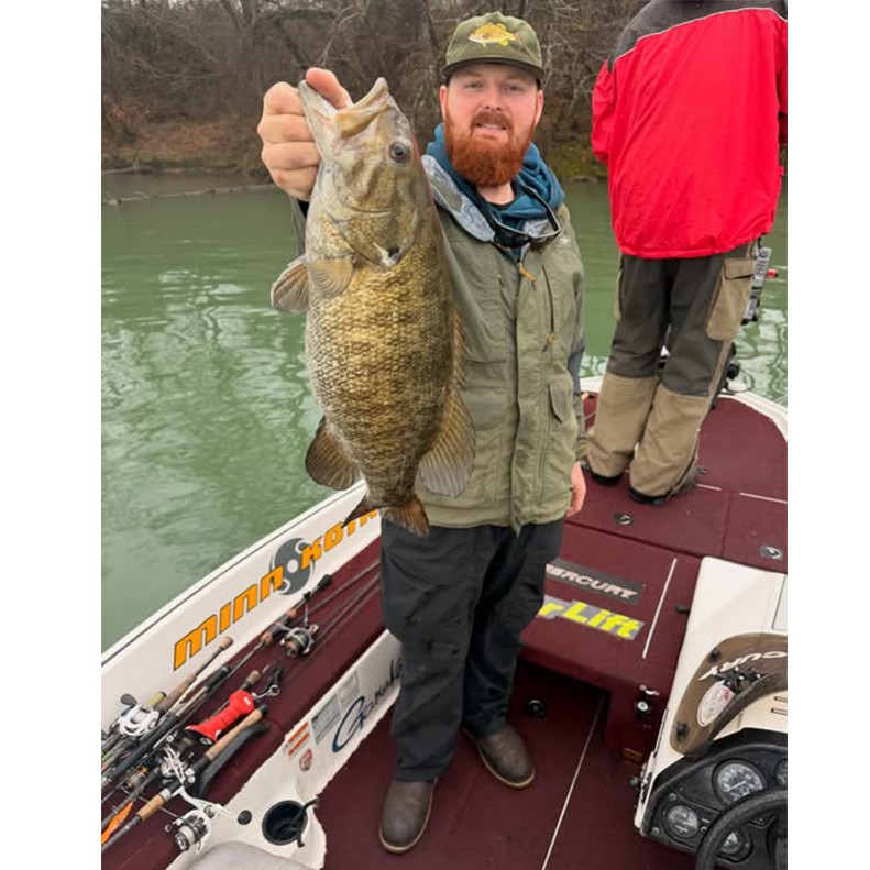 Owenby shows a smallmouth caught on 2-19-26 at Nickajack TN