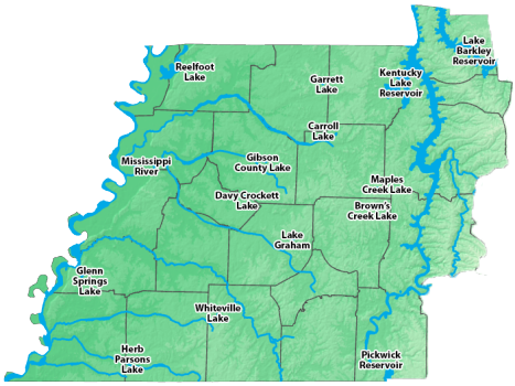 West Tennessee Region 1 map