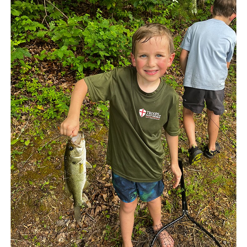 Patrick Gerard Simpson shows a Largemouth Bass caught at Lever Lake, in Fairview, TN on July 11, 2025.