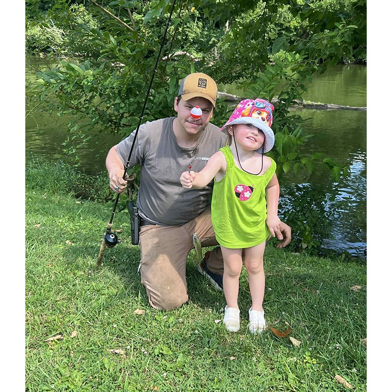 Bailey Hunley shows a Bluegill caught at Maloney Road Park, TN, July 7, 2025.