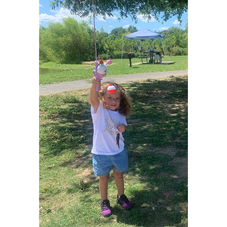 Brielle Albury shows  a Bluegill caught at Liberty Park Pond, Clarksville, TN, on August 24, 2025.