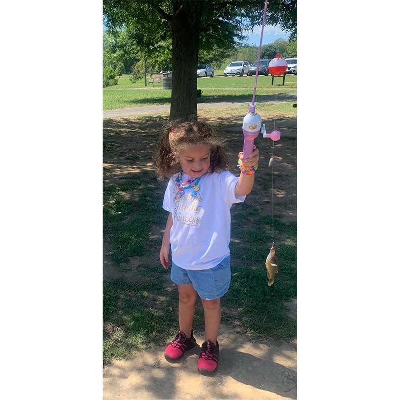 Arielle Albury shows a Bluegill caught at Liberty Park Pond, Clarksville TN, on August 24, 2025.