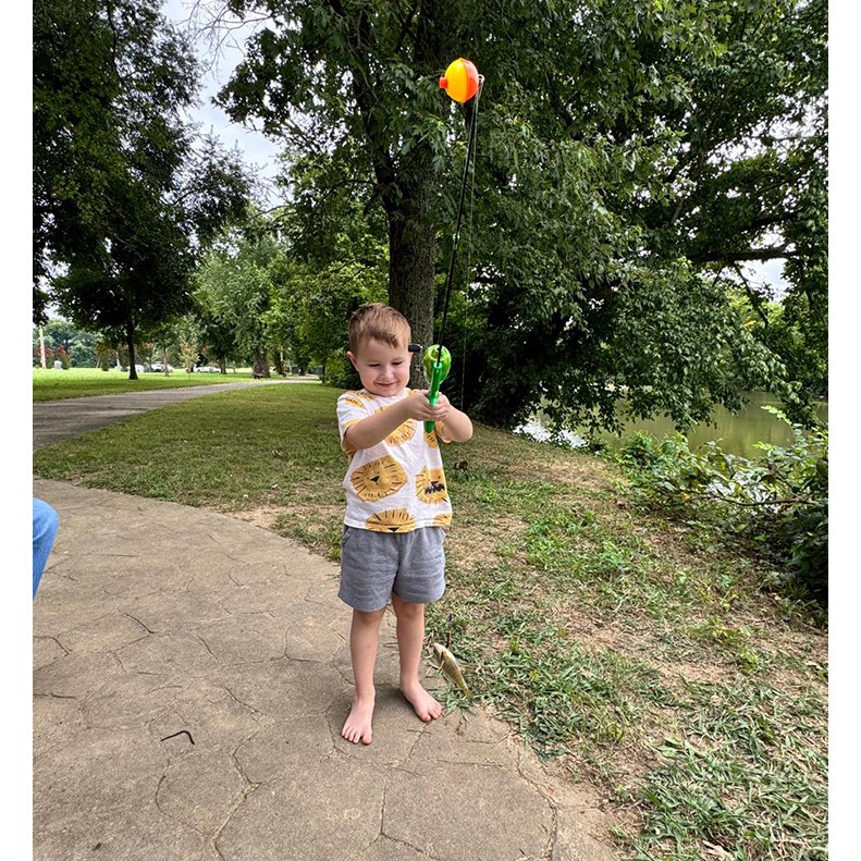 Myron Yolkin shows a Sunfish caught on the Duck River, Shelbyville Tennessee on August 2, 2025