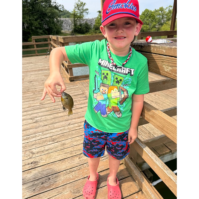 Frankie Sullins shows a Bluegill caught at Observation Knob Park, TN, on June 12, 2025.