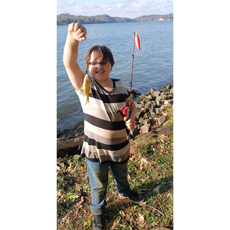 Michael Davis shows a Bluegill caught at Louisville Point Park in Louisville TN on October 21, 2025.