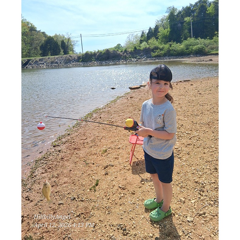Sabastian "Bash" Bowman shows a Bluegill caught on April 12, 2026.