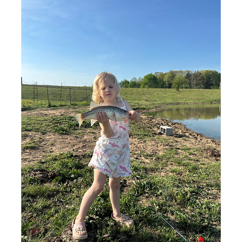 Penelope Dickey shows a Bass caught on April 11, 2026.
