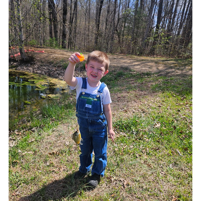Waylon Charlock shows a Bluegill caught on April 8, 2026.