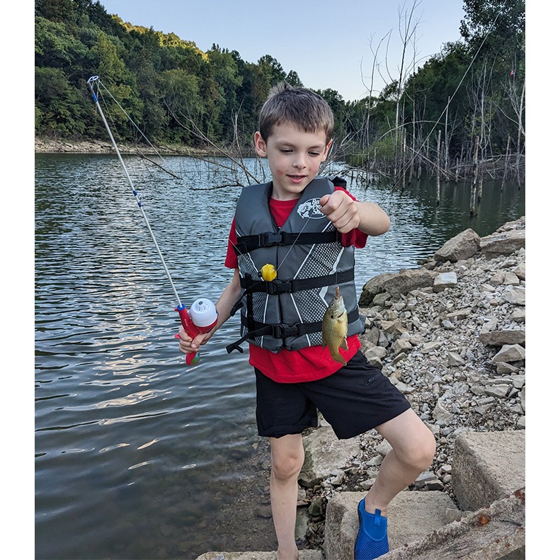 Damon Fox shows a Green Sunfish caught on August 17, 2025.