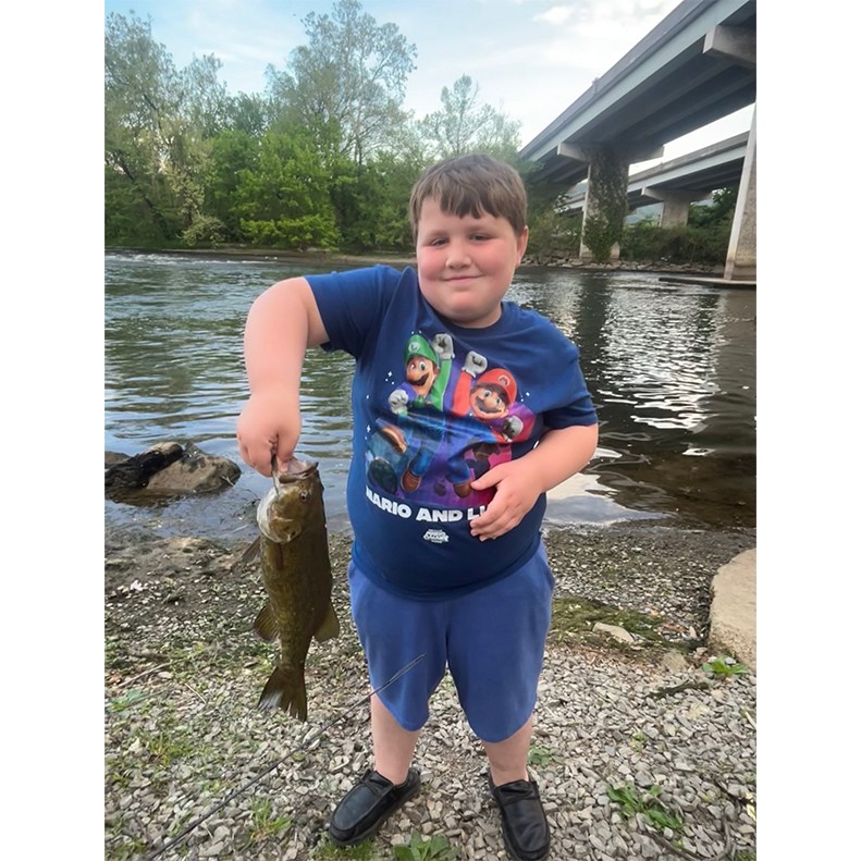 Liam Nielsen shows a Smallmouth Bass caught on April 18, 2026.