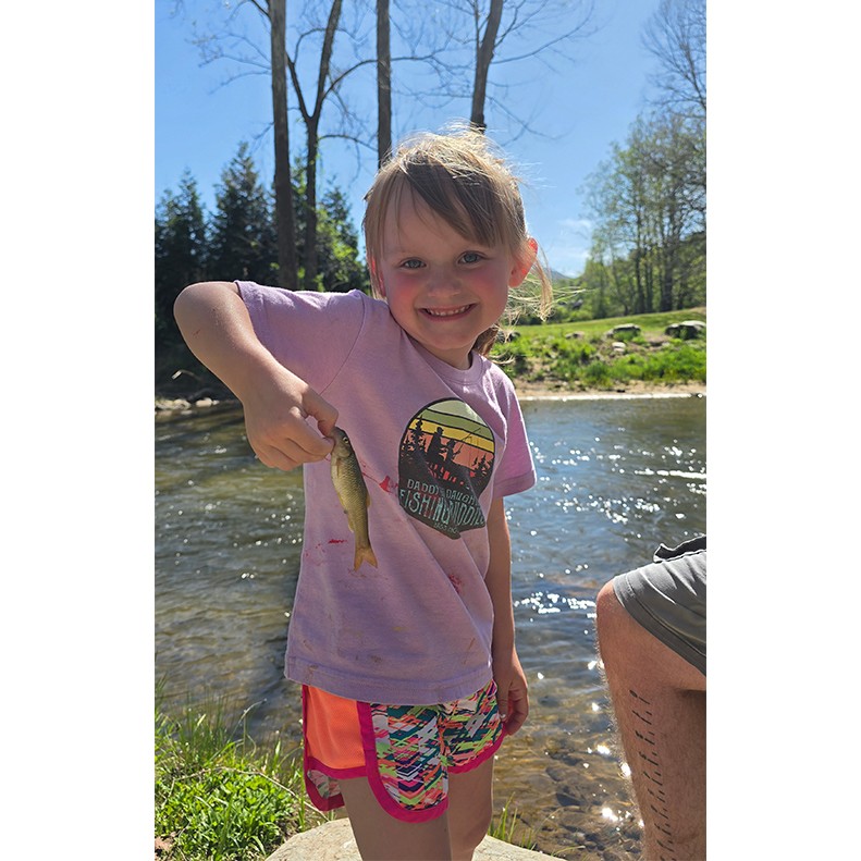 Daisy Dula shows a Creek Chub caught on April 15, 2026.