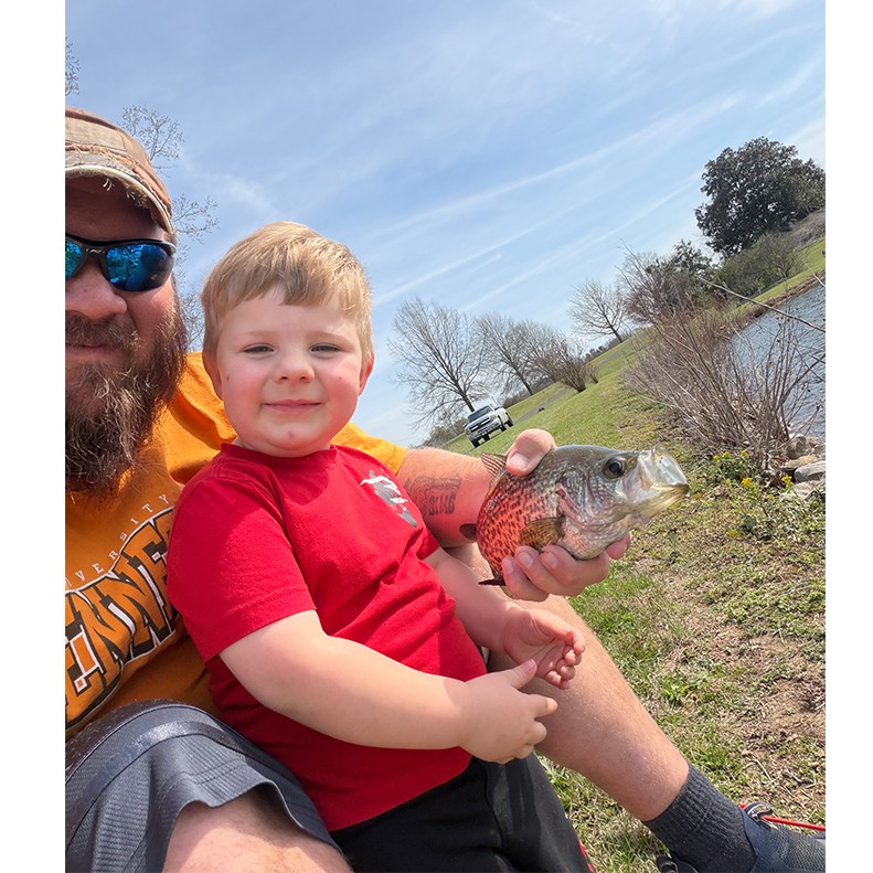 Waylon Sims shows a Crappie caught on March 20, 2026.