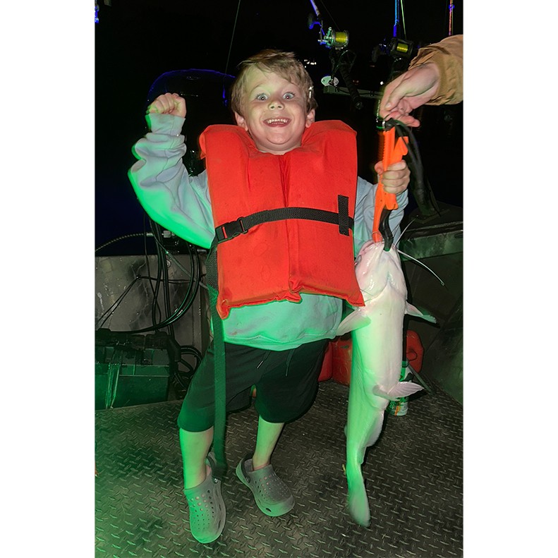 Miles Carruba caught a Catfish at Ft Loudoun Lake in Tennessee.  Congratulations Miles!